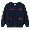 thumbnail image 1 of Ccpelsie Girls Cardigan Sweaters School Uniform Sweater Button Front Outerwear for Toddlers Big/Little KIds(Navy,4-5 Years), 1 of 5