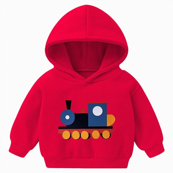 Ccpelsie Girls Casual Long Sleeve Hoodies Cute Oversized Fleece Pocket Sweatshirt Tops for Toddler(Red,18-24 Months)