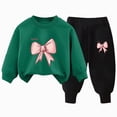 thumbnail image 1 of Ccpelsie Girls Clothes Fall Winter Toddler Outfits for Girl Pullover Tops Pants Little Kids Girls Clothing Sets(Dark Green,7-8 Years), 1 of 5