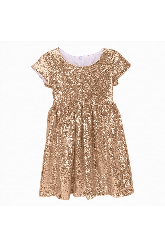 Girls Cotton Sleeveless Swiss Dot Dress Toddler Ruffle Sleeve Tutu Dresses Kids Party Sundress(Rose Gold,5-6 Years)