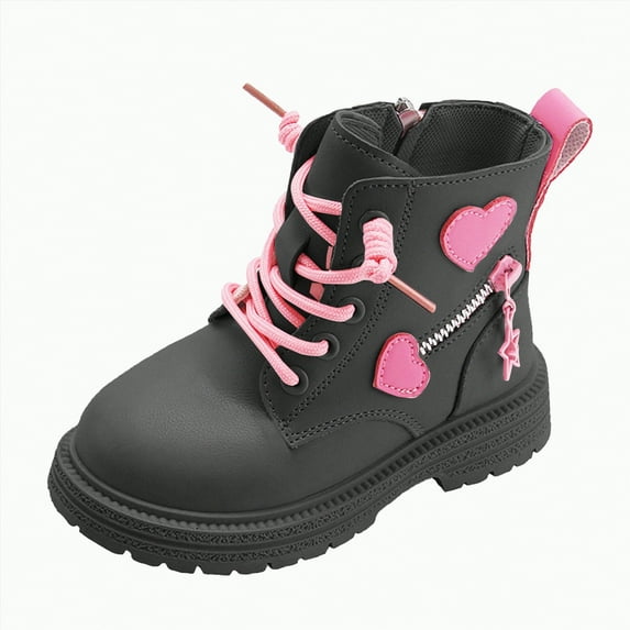 Ccpelsie Girls Dress Boots Ankle Boots for Girls Short Boots Girls Toddler Ankle Boots Low Heel Side Zipper Dress Booties(Black,13)
