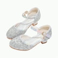 thumbnail image 1 of Ccpelsie Girls Dress Shoes Princess Low Heels Closed Toe Party Wedding Flower Girls Shoes Toddler Little Big Kid for Toddler(Silver,4), 1 of 8