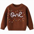 thumbnail image 1 of Ccpelsie Girls' Fall Sweaters Classic Crewneck Long Sleeve Drop Shoulder Knit Pullover Tops for Kids(Coffee,4-5 Years), 1 of 9