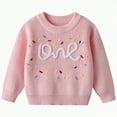 thumbnail image 1 of Ccpelsie Girls' Fall Sweaters Classic Crewneck Long Sleeve Drop Shoulder Knit Pullover Tops for Kids(Pink,5-6 Years), 1 of 9