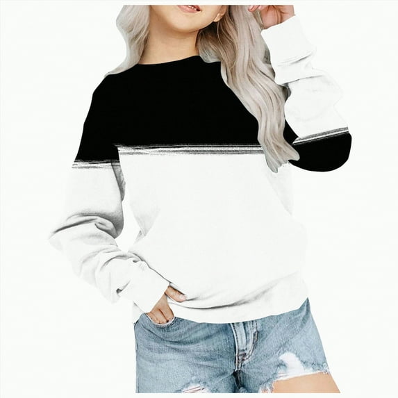 Ccpelsie Girls' Fleece Crew Neck Long Sleeve Sweatshirt - Soft Pullover Sweaters for Youth Kids Girls(White,5-6 Years)