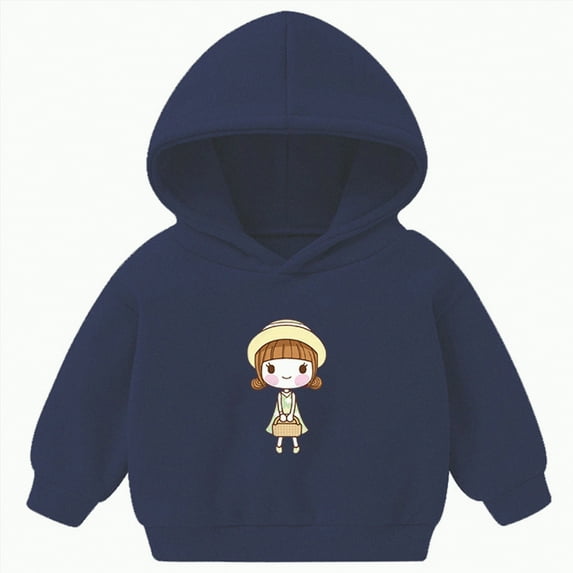 Ccpelsie Girls Fleece Pullover Hooded Sweatshirt Colorblock Hoodie for Kids Winter Coat with Pocket(Navy,3-4 Years)