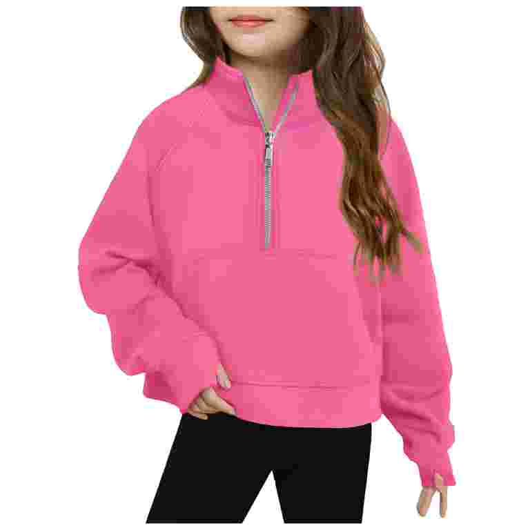 Bubeutou Women's Half Zip Sweatshirt - Cropped Quarter Zip Pullover, Trendy Fleece Hoodie For Fall