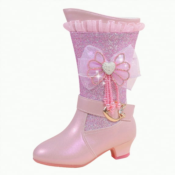 Ccpelsie Girls Knee High Fashion Riding Boots Toddler(Big Kids/Little Kids/Toddler)(Pink,2)