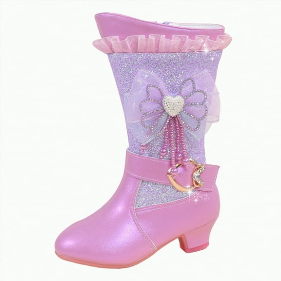 Ccpelsie Girls Knee High Fashion Riding Boots Toddler(Big Kids/Little Kids/Toddler)(Purple,11)