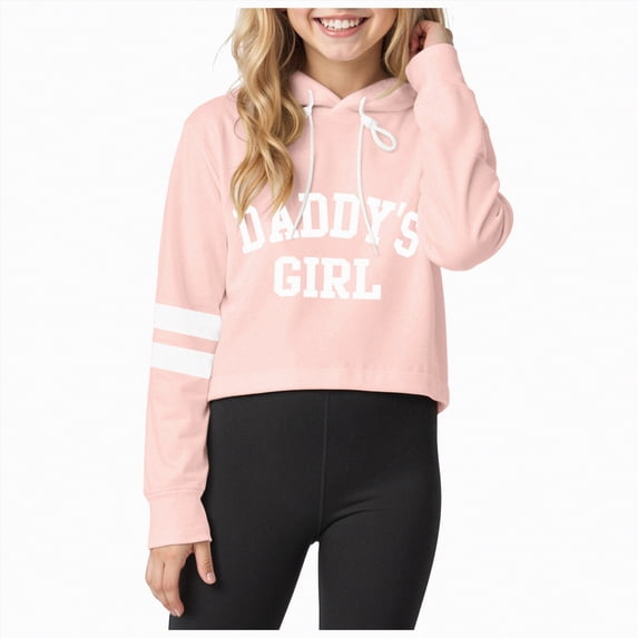 Ccpelsie Girls Letter Print Long Sleeve Drop Shoulder Sweatshirt Toddler Kids Pullover Hoodies Top(Pink,10-11 Y)