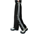 thumbnail image 1 of Ccpelsie Girls Lightweight Flowy Pants Straight/Tapered Wide Leg Pants Elastic Waist Lounge Pants with Pockets(Black,4-5 Years), 1 of 8