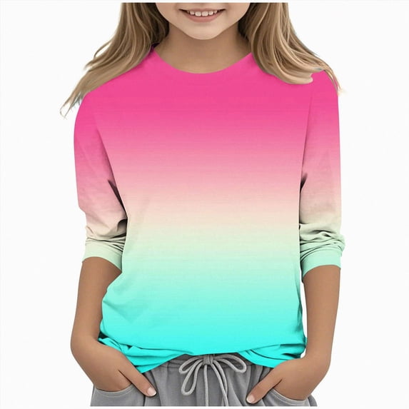 Ccpelsie Girls Long Sleeve Cute Print Shirt Toddler Long Sleeve Cotton Tee Soft Crewneck Fall Winter Top for Children 3-7 Years Pink,4-5 Years
