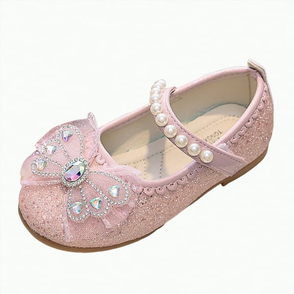 Ccpelsie Girls Mary Jane Dress Shoes Toddler Little Kids Ballet Flats Flower Girls Princess School Shoes(Pink,10)