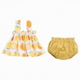 thumbnail image 1 of Ccpelsie Girls Outfit Set Summer Cute Print Shorts Set T-Shirt and Short Pant 2 Piece Outfits Clothing Sets(Yellow,12-18 Months), 1 of 4