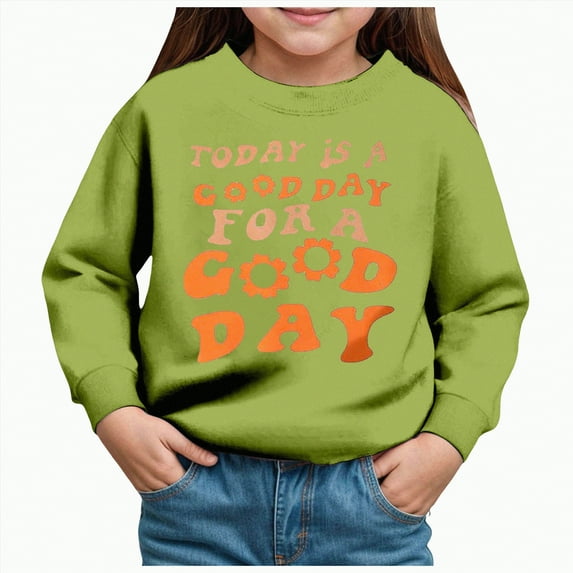 Ccpelsie Girls Oversized Crewneck Sweatshirts Kids Fashion Fleece Drop Shoulder Pullover(Green,2Y)