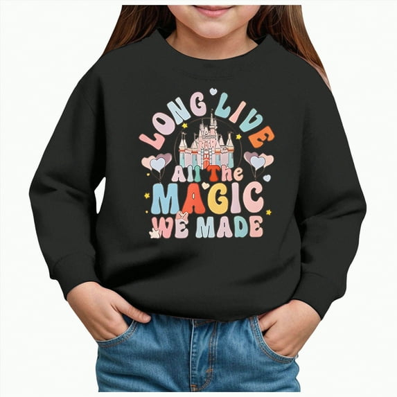 Ccpelsie Girls Oversized Crewneck Sweatshirts Kids Long Sleeve Shirts Tops Fall Pullover(Black,3Y)