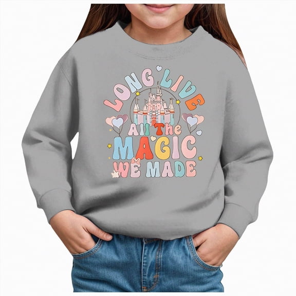 Ccpelsie Girls Oversized Crewneck Sweatshirts Kids Long Sleeve Shirts Tops Fall Pullover(Grey,2Y)