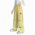 thumbnail image 1 of Ccpelsie Girls Oversized Sweatpants Wide Leg Loose Fit Lounge Pants High Waisted Elastic Drawstring Comfortable Casual Joggers(Yellow,6-7 Years), 1 of 7
