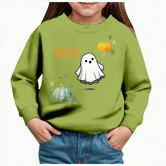 Ccpelsie Girls Oversized Sweatshirt Long Sleeve Crewneck Kids Lightweight Cute Pullover Tops(Green,5Y)