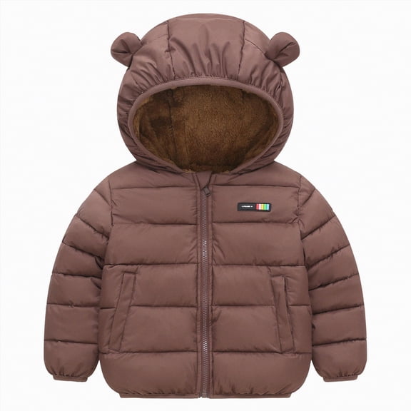 Ccpelsie Girls Puffer Jacket Girls Lightweight Winter Warm Casual Coat for Toddler Big/Little Kids(Coffee,18-24 Months)