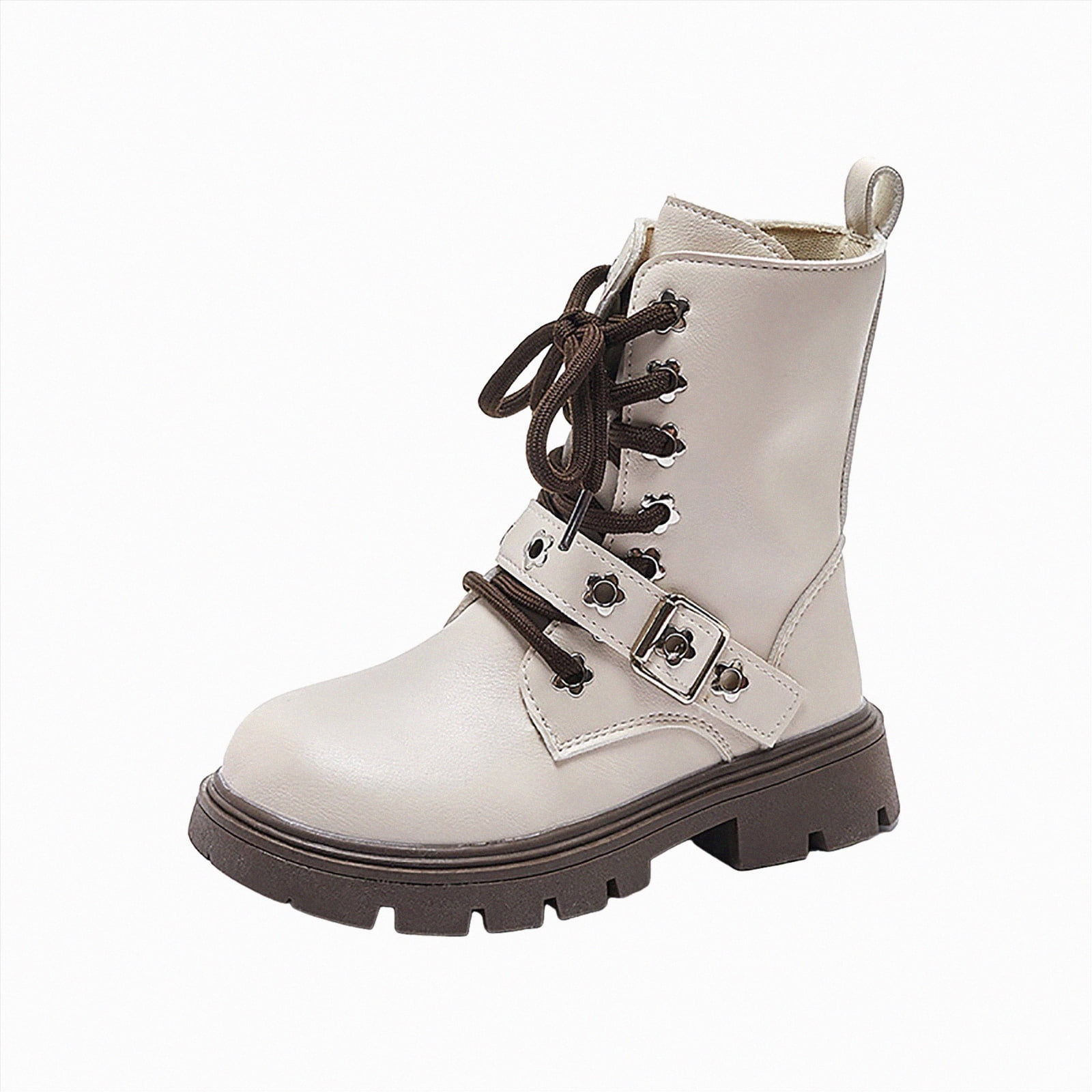 Ccpelsie Girls Riding Boots Knee High Side Zipper Mid Calf Shoes 