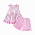 thumbnail image 1 of Ccpelsie Girls Short Set Two Piece Summer Outfit Short Sleeve Top and Shorts Kids Shorts Outfit Set for Toddler(Red,4-5 Years), 1 of 3