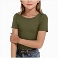 thumbnail image 1 of Ccpelsie Girls Short Sleeve Solid T-Shirts Soft Cotton Tees Breathable Everyday Tops for Children AG,5-6 Years, 1 of 4