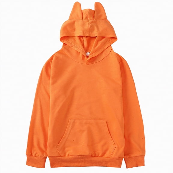 Ccpelsie Girls Soft Sweatshirts Graphic Hoodie Letter Print Crew Neck Pullover Long Sleeve Casual School Kids(Orange,2-3 Years)