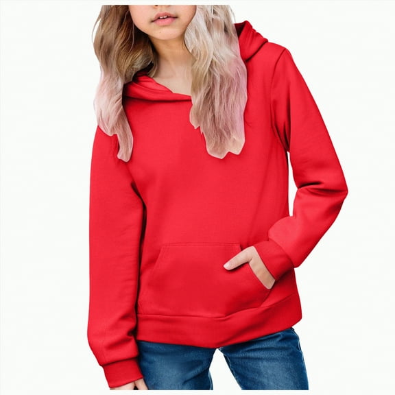 Ccpelsie Girls Soft Sweatshirts Graphic Hoodie Letter Print Crew Neck Pullover Long Sleeve Casual School Kids(Red,2-3 Years)