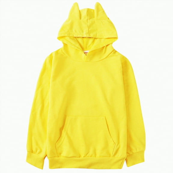 Ccpelsie Girls Soft Sweatshirts Graphic Hoodie Letter Print Crew Neck Pullover Long Sleeve Casual School Kids(Yellow,3-4 Years)