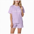 thumbnail image 1 of Ccpelsie Girls Summer Clothes Sets Little/Big Kids T-Shirt and Shorts Outfits for Summer Casual Daily Wear Light Purple,9-10 Years, 1 of 4
