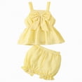 thumbnail image 1 of Ccpelsie Girls Summer Toddler Outfits Sleeveless Top + Cuffed Shorts 2 Piece Casual Set(A01-Yellow,9-12 Months), 1 of 7