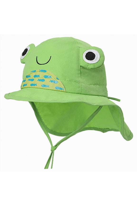Girls Sun Hat Baby Beach Hats Boys Kids Summer Protection Cap Toddler Breathable Caps Wide Brim Neck Flap(Green,S)