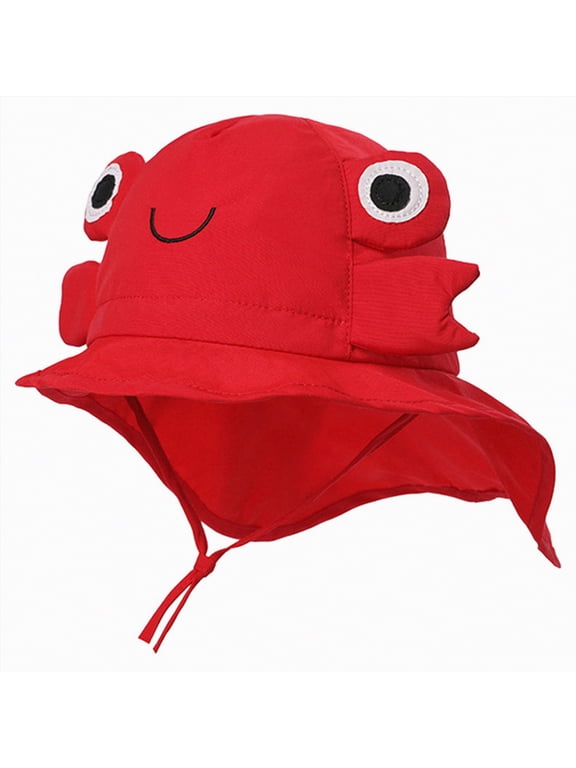 Girls Sun Hat Baby Beach Hats Boys Kids Summer Protection Cap Toddler Breathable Caps Wide Brim Neck Flap(Red,M)