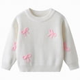 thumbnail image 1 of Ccpelsie Girls Sweaters Cotton Soft Knit Sweater Long Sleeve Crew Neck Kids Pullover Sweater for Toddlers(White,7-8 Years), 1 of 9