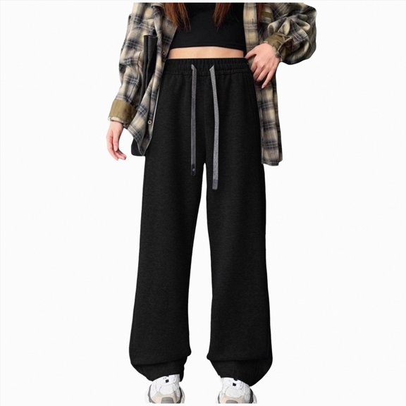 Ccpelsie Girls Sweatpants Fall Fashion Back to School Clothes Cute High Waisted Casual Jogger Pants(Black,8-9y Years)