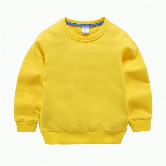Ccpelsie Girls' Sweatshirt, Cotton Crewneck Pullover, Kids' Fleece Sweatshirt for Toddler Kids(Yellow,4-5 Years)