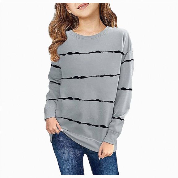 Ccpelsie Girls Sweatshirts Kids Casual Long Sleeve Pullover Shirts Tops for Toddler Kids(Grey,5-6 Years)