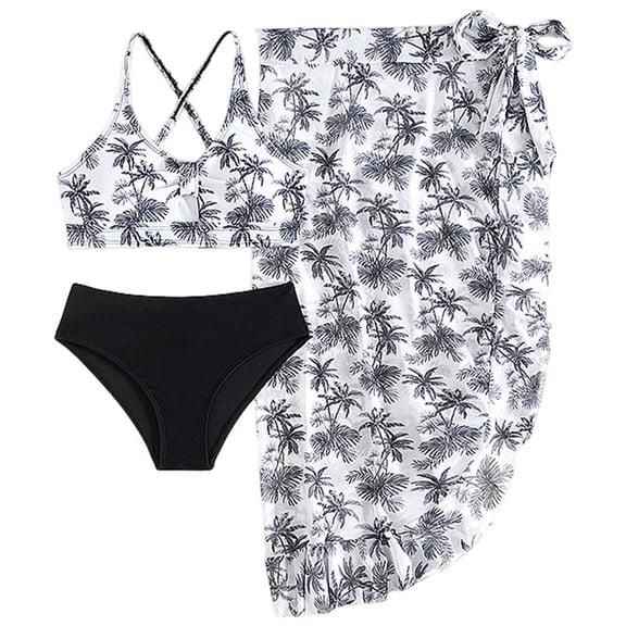 Ccpelsie Girls Swimsuit Kids 2-Piece Bathing Suit Sleeveless Swimsuit Tankini Sets Swimwear(Black,15-16 Years)