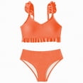 thumbnail image 1 of Ccpelsie Girls Swimsuit Kids Cut Out Swimwear 2 Piece Solid Color Tankini for Girls Bathing Suit(Orange,9-10 Years), 1 of 6
