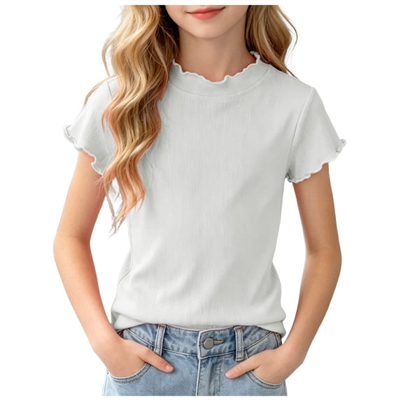 Ccpelsie Girls T-Shirts Short Sleeve Shirt for Girls Tees Kids T-shirts Clothes Casual Summer Tops White,18-24 Months