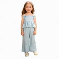 thumbnail image 1 of Ccpelsie Girls T-Shirts and Shorts Set 2 Pieces Girls Summer Matching Outfit Solid Trendy Clothes for Little Girl(Blue,4-5 Years), 1 of 1