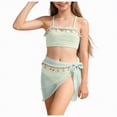 thumbnail image 1 of Ccpelsie Girls Tankini Swimsuit 2-Piece Ruffle Bathing Suits Kids Beach Swimwear Sets(Light Green,8-9 Years), 1 of 1