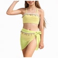 thumbnail image 1 of Ccpelsie Girls Tankini Swimsuit 2-Piece Ruffle Bathing Suits Kids Beach Swimwear Sets(Yellow,12-13 Years), 1 of 1