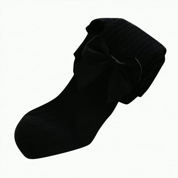 Ccpelsie Girls Tights Cable Knit Leggings Stockings Kids Soft Cotton Pantyhose for Toddlers(Black,6-12 Months)