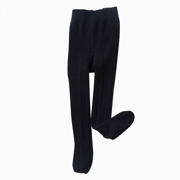 Ccpelsie Girls Tights Seamless Toddler Stockings Tights Soft Cotton Cable Knit School Girls Leggings 4-12 Years(Black,7-8 Years)