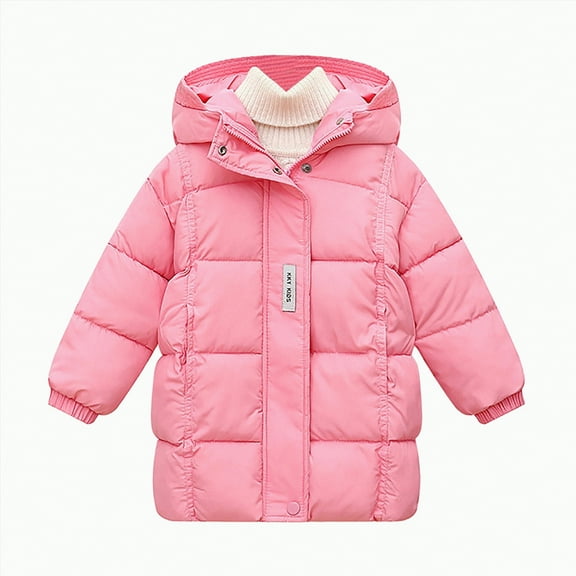 Ccpelsie Girls Winter Coats Toddler Light Puffer Jacket Kids Hoods Padded Outwear for Little/Big Girls(Pink,7-8 Years)