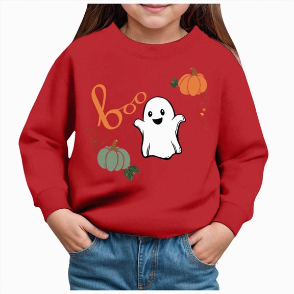 Ccpelsie Girls Winter Warm Crewneck Pullover Sweatshirt Kids Fleece Casual Fall Clothes Sweatshirts(Red,2Y)
