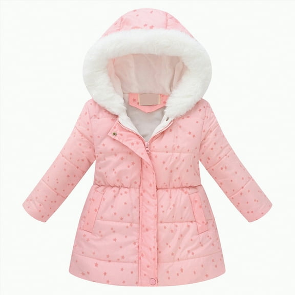 Ccpelsie Girls and Toddlers' Cropped Full-Zip Puffer Jacket Winter Warm Outwear with Pocket for Little Kid Big Kid(Pink,4-5 Years)