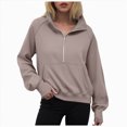thumbnail image 1 of Ccpelsie Half Zip Sweatshirt Women Oversized Fleece Pullover Zipped Cute Sweatshirts with Pockets(Khaki,M), 1 of 6